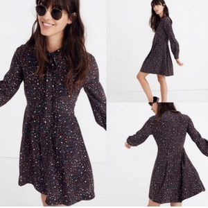 Madewell Long Sleeve Dress - Black with Multicolor Speckles